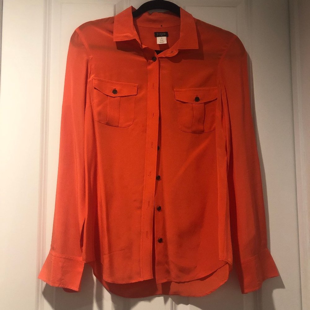 Red Silk Button Down